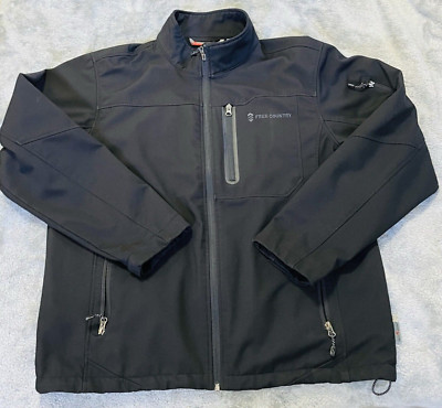 Free Country Jacket Mens L Soft Shell Water Resistant Jet Black Zipper