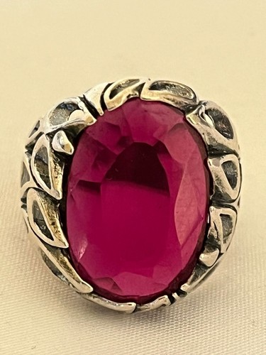 Men silver 925 Ring Genuine France Ruby Jewelry Handmade Design ياقوت باريس مترش - Picture 13 of 20