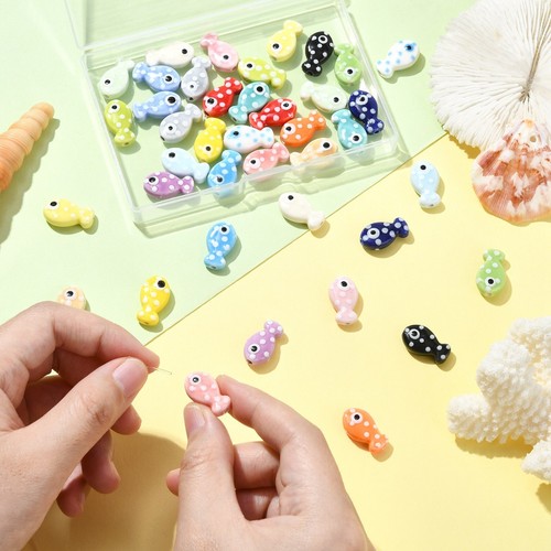 40pcs Fish Theme Handmade Ceramic Porcelain Beads Ocean Jesus Beads for Jewelry - Picture 5 of 8