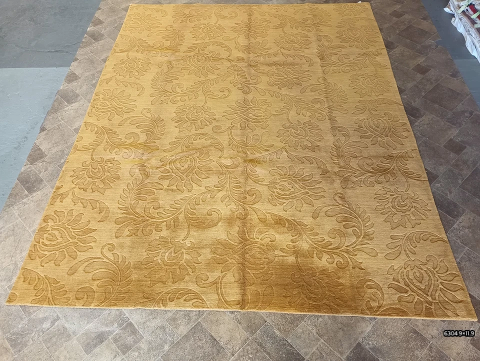 9x12' GOLD Wool Handmade Rug CONTEMPORARY SOLID COLOR #F-6304 - Image 3 of 4