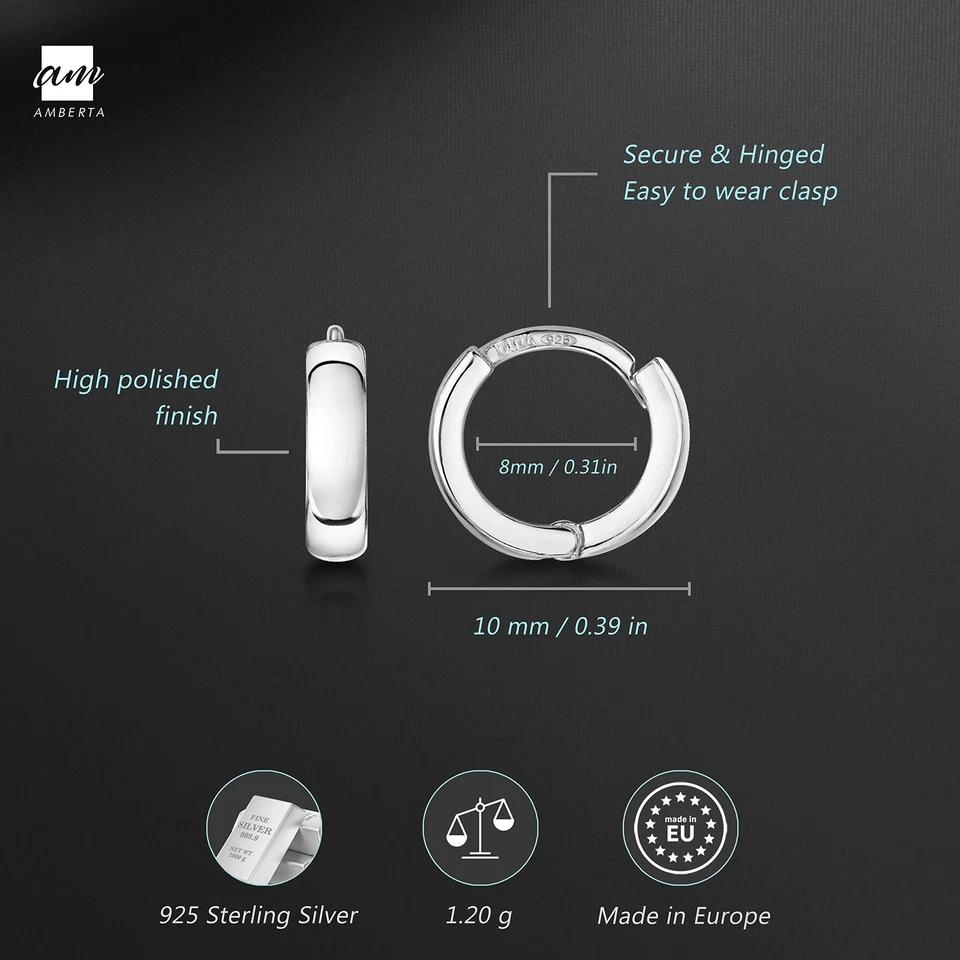 ® Anneaux Articulés En Argent Fin Sterling 925 – Boucle D’Oreille Ronde Charn... - Photo 3/4