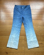 RARE VTG 70s Window Pane Patchwork Ombre Disco Flare Jeans Pants hippie