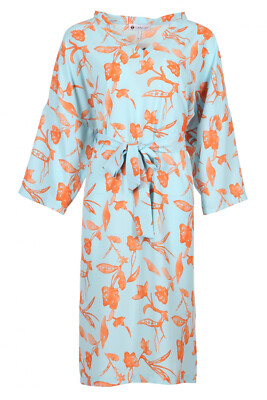 Blue dress with orange flowers Size 2, 4, 6, 8, 10 US Fashionable NEW | eBay
