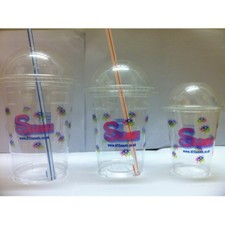 Slush cups, 7OZ Printed PET x 1000 (198ml) +1000 Dome lids, + 1000 spoon straws,