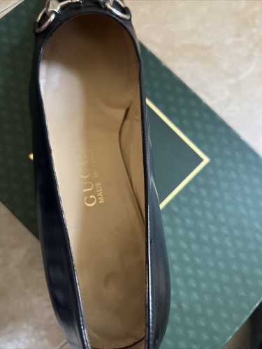 Gucci Scarpe Donna Pelle Nera Con Morsetto Vintage Scatola Originale 38 1/2 - Foto 7 di 13