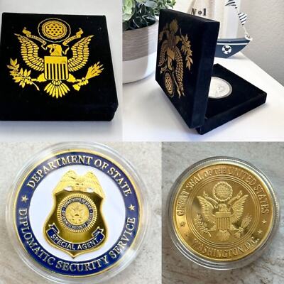 Dept of State Diplomatic Security Service Challenge Coin with velvet case