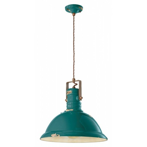 Lampadario a sospensione in ceramica vintage retrò giallo 1 luce FLR-18 - Foto 9 di 10