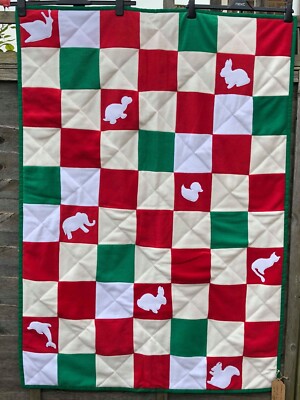 Handarbeit, weich, Patchwork Babydecke, Kinderwagendecke, Spielmatte, Bettdecke