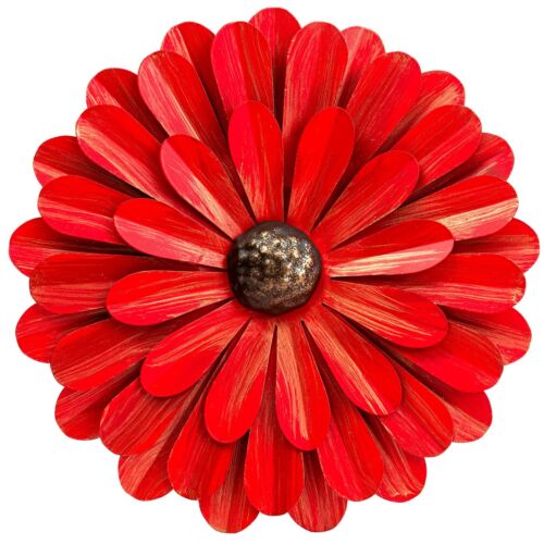 Red Metal Flowers Wall Decor Metal Wall Art Decorations Hanging For Indoor Outdo