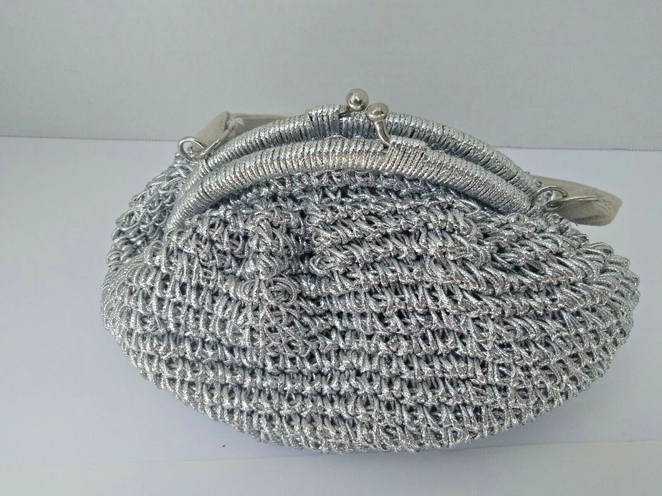 Noa Noa Silver Metallic Looped Mesh Evening Purse - Image 2 of 4