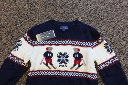 Polo Ralph Lauren Boys Special Edition Polo Ski Bear Knit Sweater - Size 7 - Picture 2 of 3