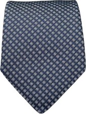 BISSE Necktie - Micro Fabric Men's Tie, Dark Blue Patterned Tie, Men's Tie