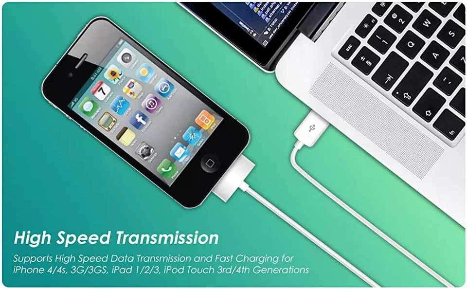 Genuine Charging Cable Charger Lead for Apple iPhone 4,4S,3GS,iPod,iPad2&1 OEM - Image 3 of 4