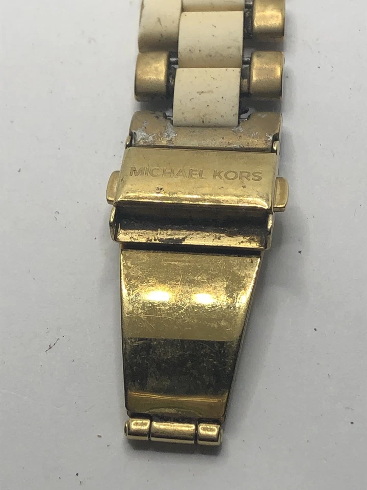 Michael Kors Watch Parts Case 38mm Band 20mm White/Gold Links W/Crystal GY311 - Image 3 of 4