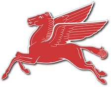 PEGASUS 4.5 INCH LEFT FACING GLOSS OUTDOOR MOBIL GAS PEGASUS DECAL STICKER 