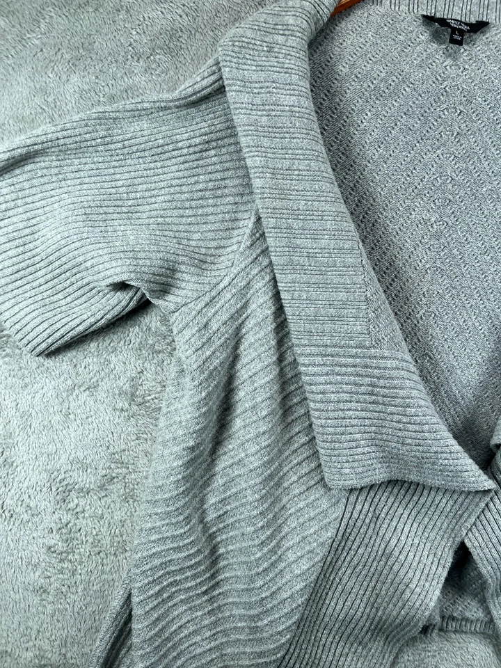 Mujer Suéteres Cárdigan Grande Vera Wang Gris Grueso Cuello Media Manga Elástico Foto 2 de 4