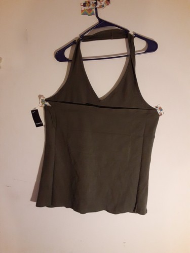 Plus Size Halter Top TORRID Size 3X (22-24) Women's Olive Sleeveless Blouse - Picture 3 of 10