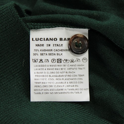 Luciano Barbera NWT Collared Sweater Size 54 XL US Solid Green Cashmere/Silk - Picture 10 of 10