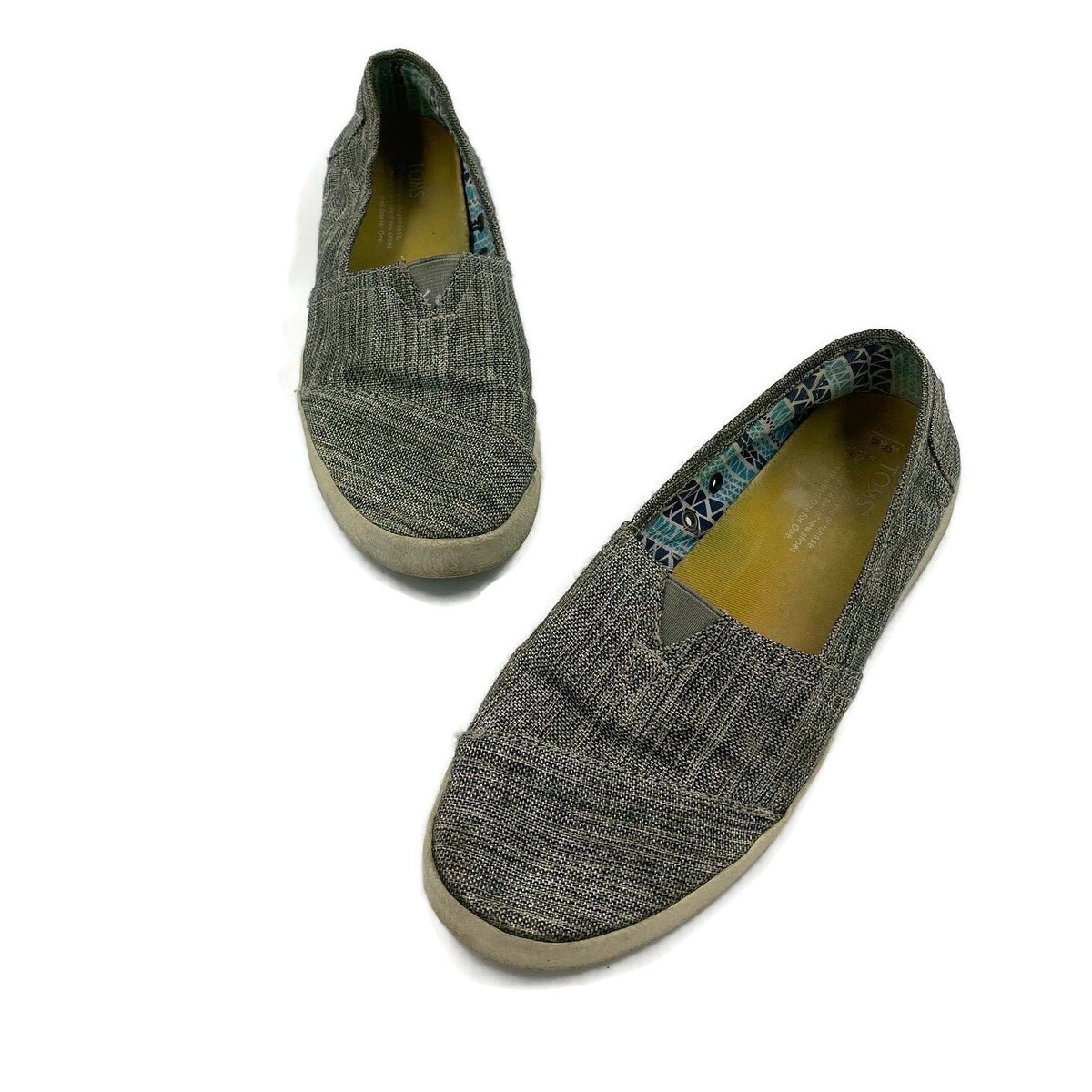 Toms Womens Avalon Slip On Shoes Size W Gray VG Condition