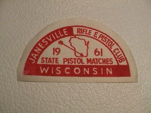 JANESVILLE WISCONSIN 1961 STATE RIFLE & PISTOL GUN CLUB CHAMPIONSHIP PATCH 
