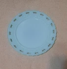 Vintage EAPG Gillinder and Sons Blue Milk Glass Plate Reticulated Dish Hearts