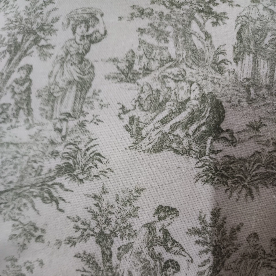 Almohada Toile Verde Marfil Blanco Rayas Cuadros Romántico País Francés 15x16 Foto 3 de 4