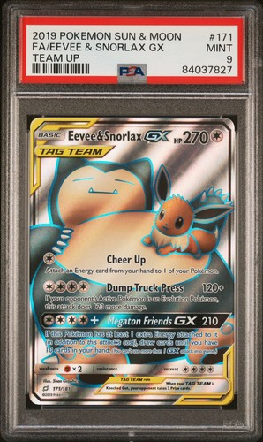 Eevee & Snorlax-GX graded PSA 9 for sale on eBay