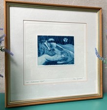 Stampa acquaforte vintage bellissima arte notturna di mezza estate dell'artista Anne Moneyhill L Ed