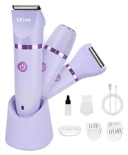 Ufree Bikini Trimmer Electric Razors for Women, Rechargeable Pubic Purple 