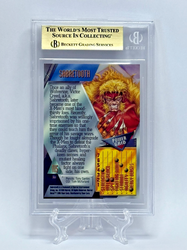 1995 Fleer Metal Marvel Sabretooth Card #115 Beckett BGS 9.5 GEM MINT - Picture 3 of 3