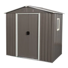 6' x 5' Outdoor Metal Storage Shed Garden Shed with Window for Patio Lawn Gray
