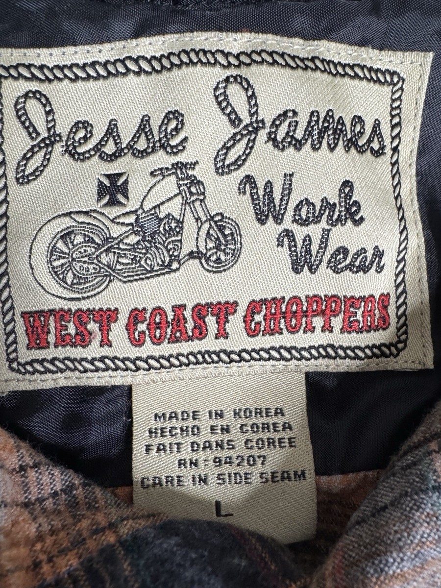 Jesse James Shirt Mens Flannel West Coast Choppers Pearl Snap Work