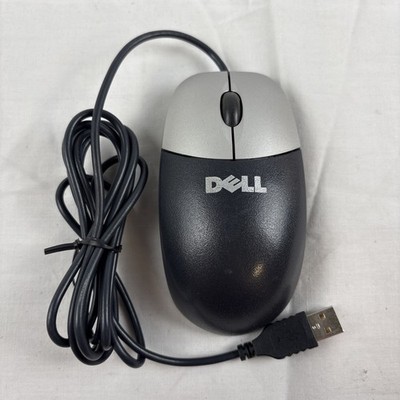 Dell USB 2-Button Optical Mouse M-UVDEL1 Black and Silver - Tested Working