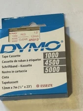 DYMO 45012 Red on Clear Label Tape Cassette  1/2" 12mm For 1000 4500 5000