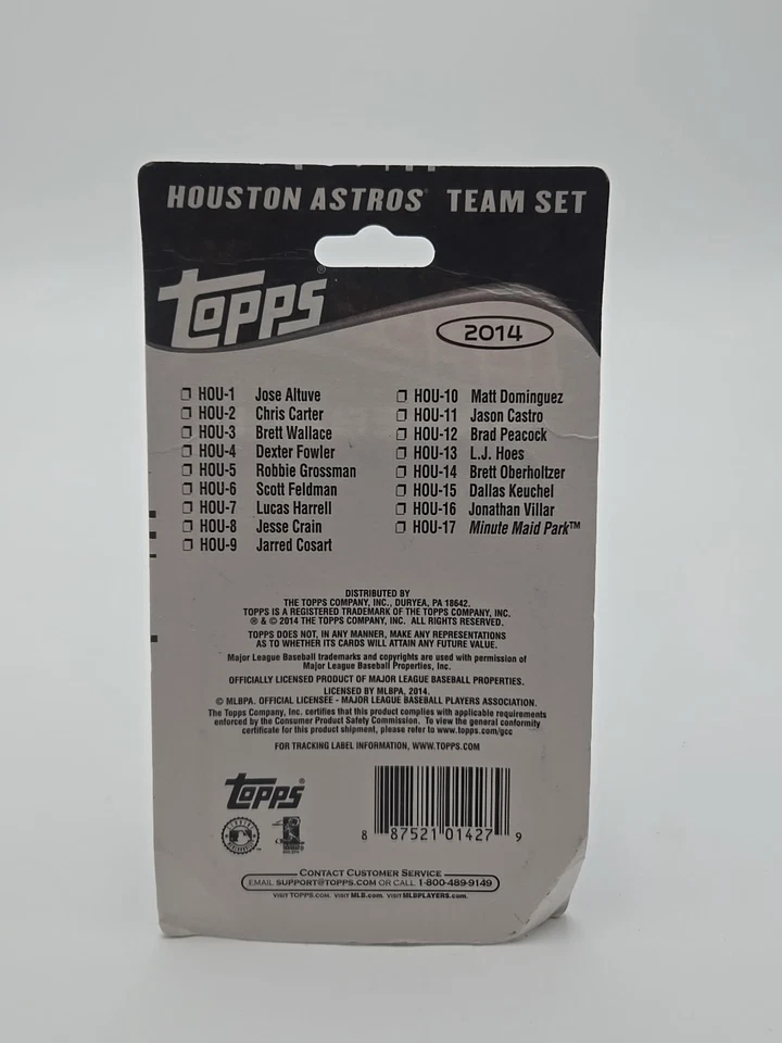 2014 Topps 棒球休斯顿 ASTROS 球队套装 Blister Pack 17 张卡 — 第 2/2 张图片