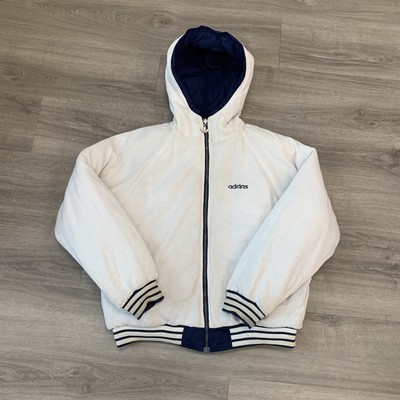 Vintage 90s Adidas Reversible Hooded Stadium Blue Puffer