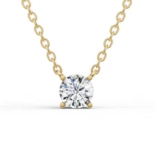14K Yellow Gold 0.50CT Lab Grown Floating Round Shape Diamond Solitaire Pendant