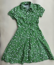 Tommy Hilfiger Button Front Daisy Green Floral Dress Size 2 100% Cotton