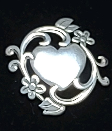 Vtg Sterling Silver Valentine James Avery Retired Heart Brooch  Sweetheart  - Afbeelding 2 van 10