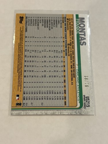 2019 Topps Update #US215 Frankie Montas Independence Day Parallel SP #/76 - A's - Picture 2 of 3