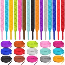 ISUSSER 15 Pairs 45" Flat Coloured Athletic Shoe Laces Medium, Multicolored