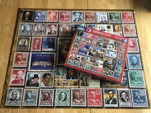 USED COMPLETE 2017 White Mountain jigsaw puzzle PRESIDENTIAL STAMPS presidents