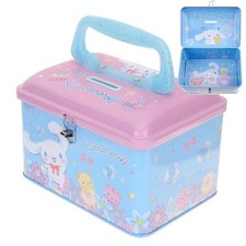 Banco de monedas Cinnamoroll niños ahorro de dinero lata caja de almacenamiento de efectivo estuche cerdito con cerradura