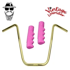 Original Lowrider 16" 22.2 D Handlebar Gold 120mm Grips Solid/Pink