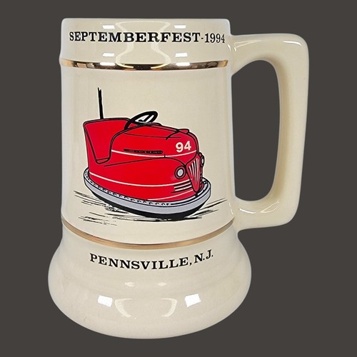 Pennsville, NJ Septemberfest 1994 Bumper Car Ceramic Beer Stein Mug - Picture 2 of 13