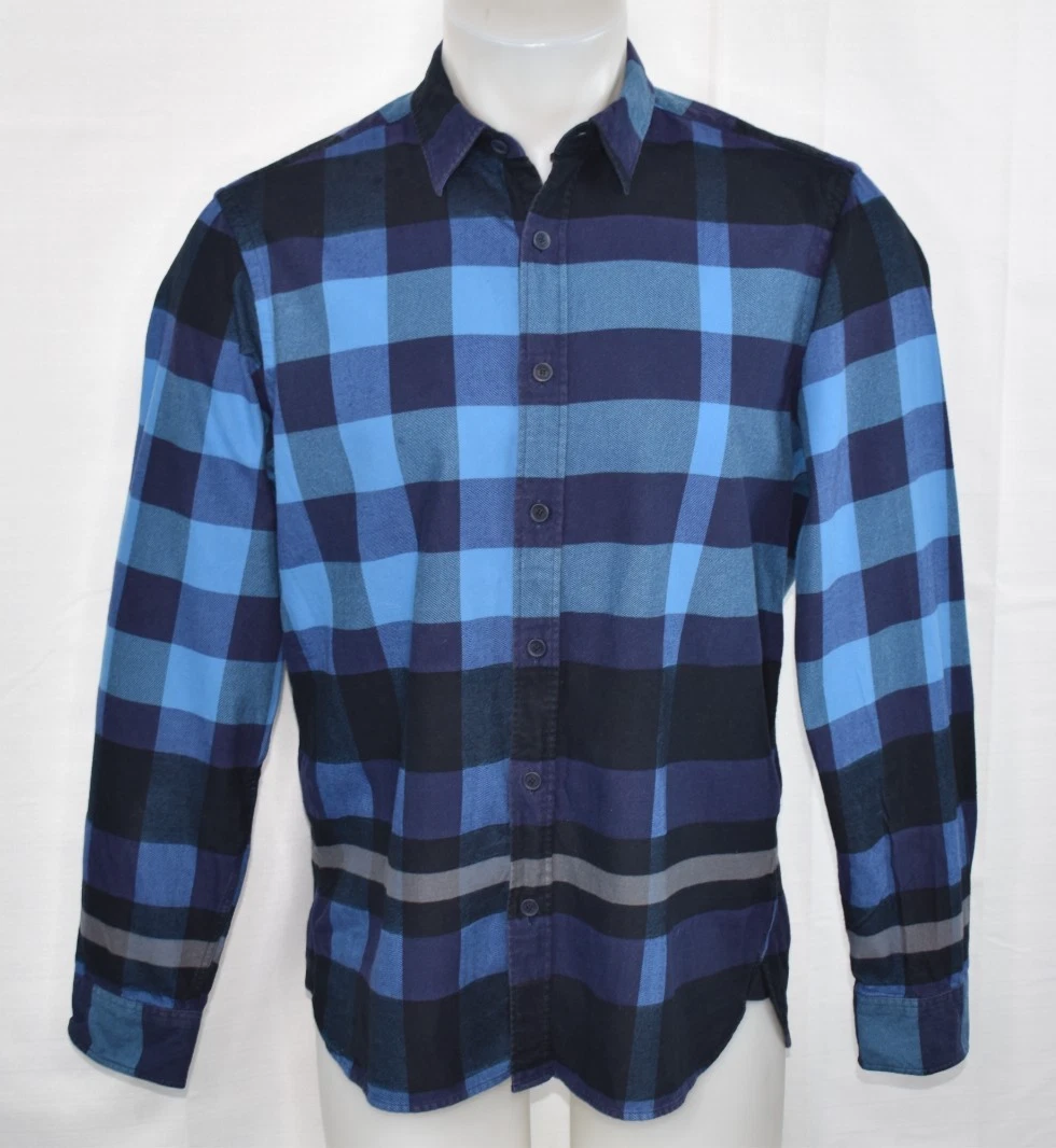 Burberry Brit メンズシャツ 水色 S Camisa Burberry Brit Linho Xadrez Azul Celeste Masculina - RTW25
