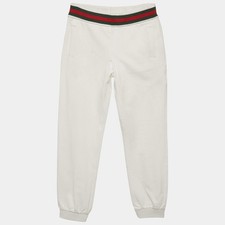 Gucci Kids White Web Trim Waistband Cotton Joggers 8 Yrs