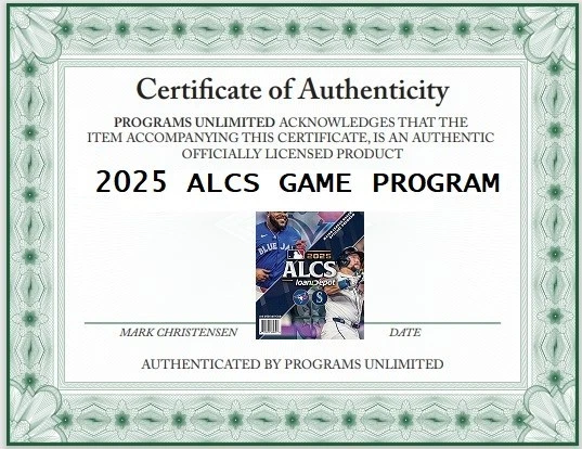 2025 MLB ALCS GAME PROGRAM AMERICAN LEAGUE CHAMPIONSHIP BLUE JAYS WORLD SERIES - Image 3 of 3