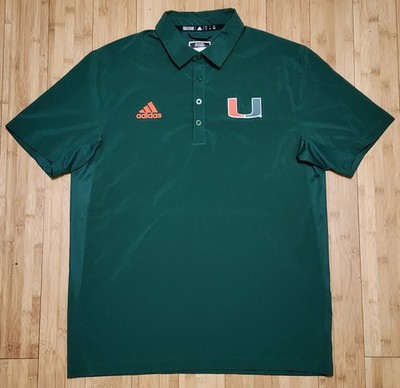 Miami Hurricanes Polo Shirt Mens M NCAA Football Adidas Player ID Team Issued