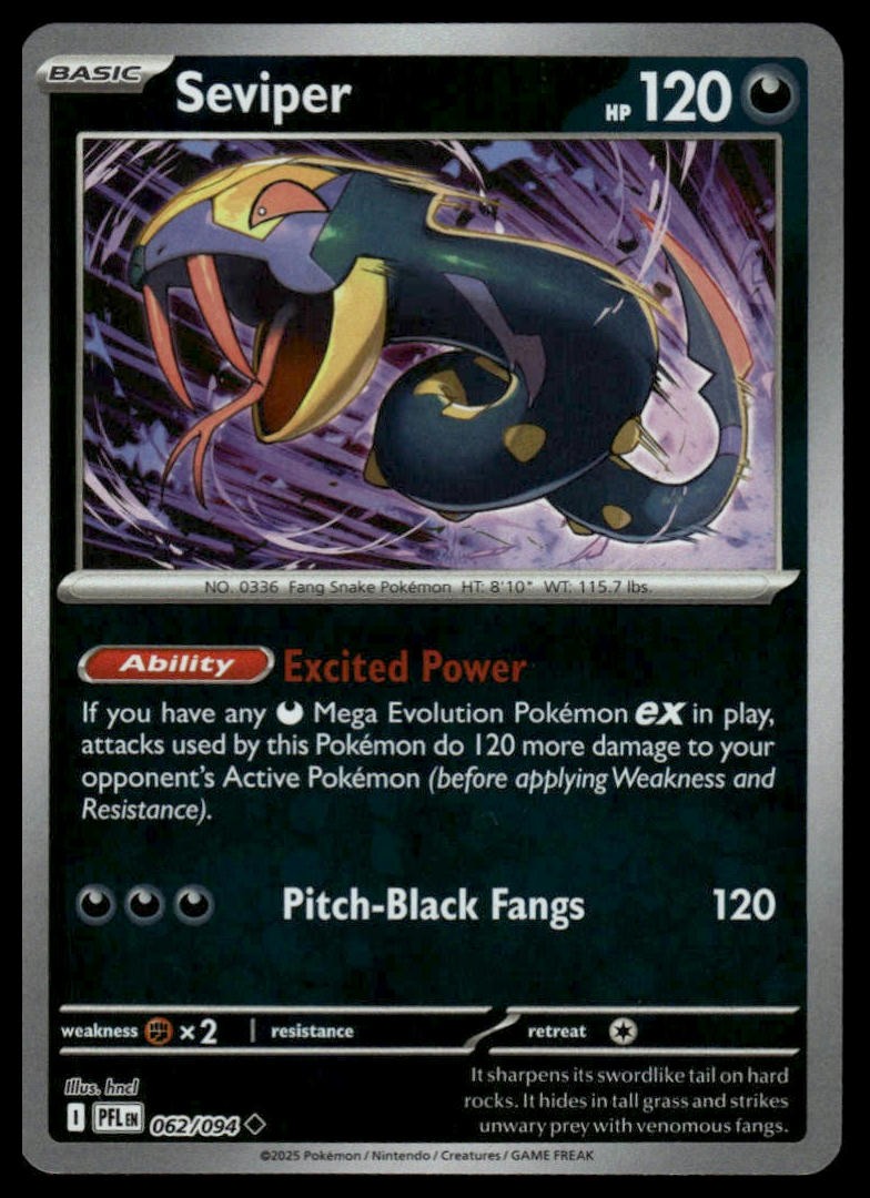 Seviper #62 Reverse Holo Pokemon 2025 Near Mint or Better